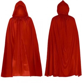 Cape à Capuche，Carnaval Déguisement Costume Capes，pour Halloween, Noël, Faucheuse, Vampire, Cosplay/Rouge. 130cm 
