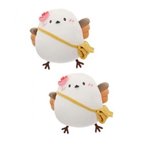 STAHAD 2 Pièces Poupée Mésange Longue Queue Jouet en Peluche Animal Oreillers Doux pour Animaux Peluche Licorne Blanche Peluc