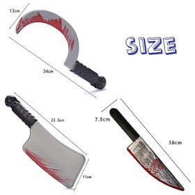 XineYuor 3PCS Halloween Couteau en Plastique,Couteau Ensanglanté de Déguisement,Faux Couteau avec Sang dhalloween,Couteau Sa