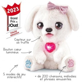 VTech - KissKiss, Mon Toutou Bisous, Peluche Interactive, Tête et Visage Animés, Compagnon Câlin Électronique, Animal à Fonct