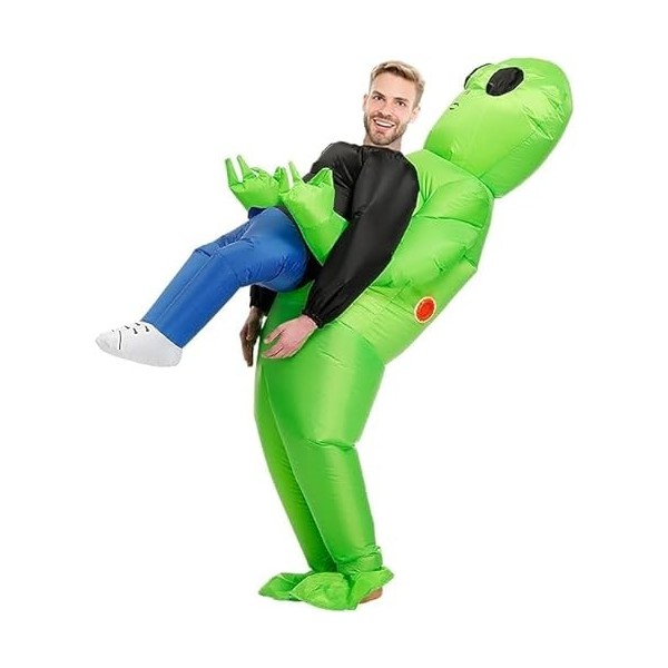 Diifoy Deguisement Gonflable Alien pour Adulte - Halloween Déguisement Extraterrestre Vert Alien Carry People Deguisement ET 