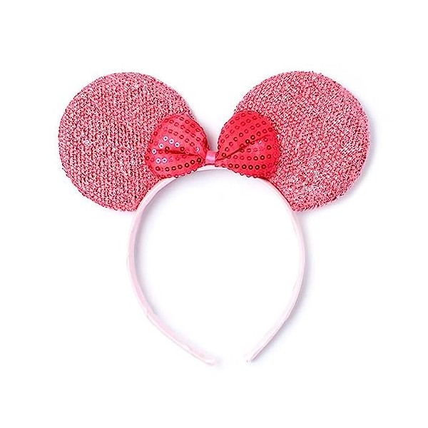 HD Novelty Oreilles de souris sur bandeau avec nœud en satin rouge et pois blancs – Accessoire de costume parfait pour déguis