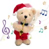 Rrichmaan Jouet Peluche De Noël Qui Danse Et Chante 15" Peluche De Noël avec Musique Et Lumières Ornements De Noël Jouet en P