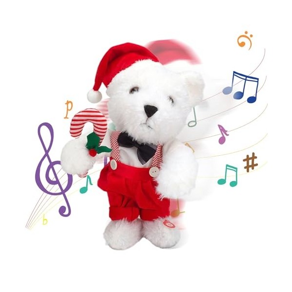 Rrichmaan Jouet Peluche De Noël Qui Danse Et Chante 15" Peluche De Noël avec Musique Et Lumières Ornements De Noël Jouet en P