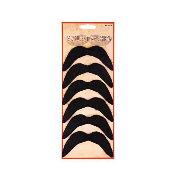 HD Novelty Lot de 6 fausses moustaches autocollantes pour homme - P