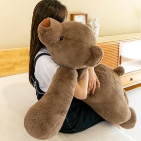 LfrAnk Oreiller en Peluche d’Ours couché Doux, Joli Coussin d’Ours Blanc rempli de Cadeau d’Anniversaire de Fille 110cm A