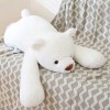 LfrAnk Oreiller en Peluche d’Ours couché Doux, Joli Coussin d’Ours Blanc rempli de Cadeau d’Anniversaire de Fille 110cm B