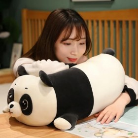 LfrAnk Dessin Animé en Peluche Panda Oreiller Poupée Mignon Panda Ours Jouet en Peluche Doux Animal Tapis Enfants Cadeaux 75c