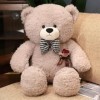 New Kawaii Rose Teddy Bear Doll Pillow Stuffed Soft Curly Bow Tie Bear Peluche Toys Nice Valentine’s Gift for Girlfriend 80cm
