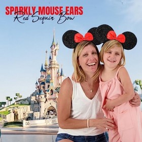 HD Novelty Oreilles de souris sur bandeau avec nœud en satin rouge et pois blancs – Accessoire de costume parfait pour déguis