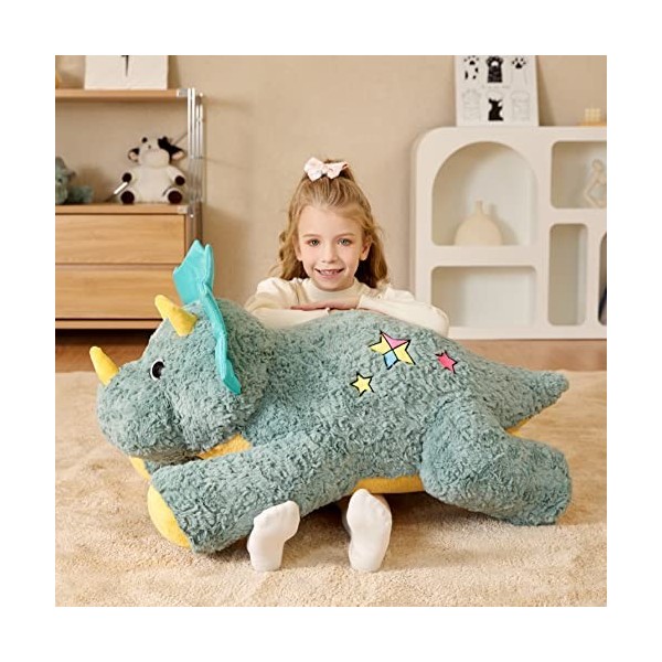 EARTHSOUND Dinosaure Tricératops Peluche Géant Animal Jouet, Gros Grand Animaux Géante XL XXL 78cm Peluche Mignon,Cadeaux Ado