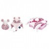 Doudou et Compagnie - Doudou Souris - Doudou boule - Blanc - 25 cm - DOUDOU BOULE - DC3932 & Doudou Lapin Rose - Doudou Plat 