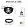 48 Pièces Pirate Accessoires Set, Cache-œil de Pirate, Pirate Bracelets, Pirates Bagues, Pirate Faux Moustache pour Halloween