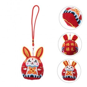 Abaodam 4 Pièces Ornement De Lapin Wufu Poupée Lapin du Nouvel an Chinois Année De La Poupée Lapin Décorations Darbres du No