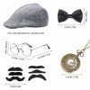 SKHAOVS 6 Pcs 1920s Hommes Déguisements Accessoires, Gatsby Gangster Costume Accessoires, Accessoire Annee 20 pour Homme,Flap