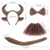 SKHAOVS 4 Pcs Accessoires de Costume de Taureau, Enfants Costume de Taureau Ensemble, Cornes de Taureau Bandeau Noeud Papillo