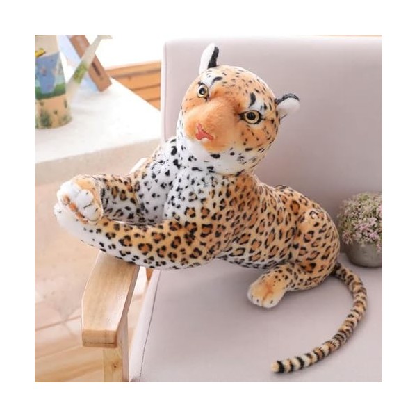 LfrAnk Peluche géante réaliste léopard Animal guépard en Peluche pour Les Cadeaux de Noël d’Anniversaire des Enfants 90cm 2