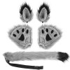 KEESIN 5PCS Ensemble de gants en fausse fourrure avec oreilles, queue et pattes danimaux, ensemble de costumes de Cosplay, a