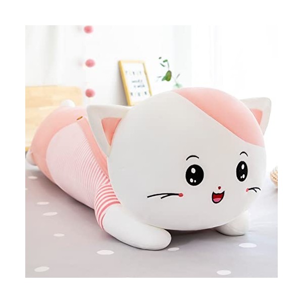 CILUA 50 cm-110 cm Mignon Chat en Peluche poupée Longue Bande Oreiller Grande poupée Fille Enfant Doux et Confortable Coussin