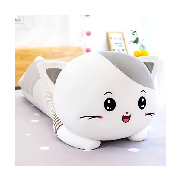 CILUA 50 cm-110 cm Mignon Chat en Peluche poupée Longue Bande Oreiller Grande poupée Fille Enfant Doux et Confortable Coussin