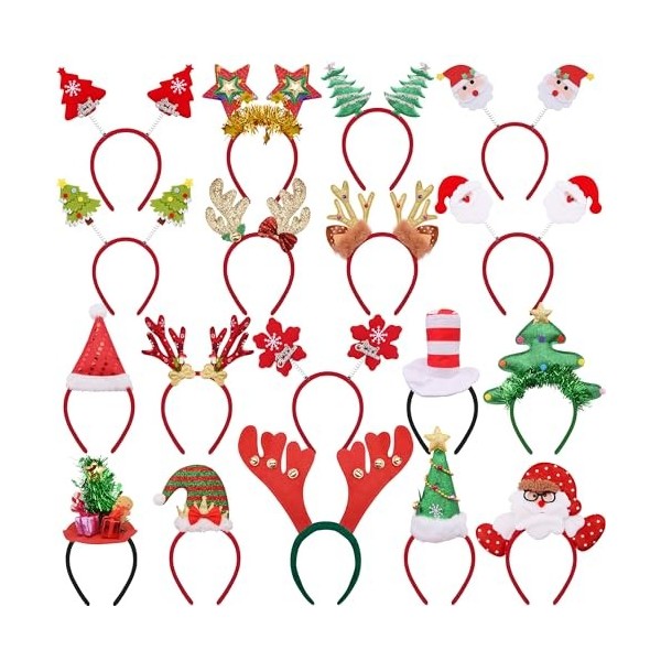 BQTQ 18 Pièces Serre-Têtes Noël Bandeaux de Noël Bandes de Cheveux Noël pour Fête de Noël Christmas Headband