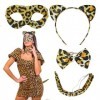 LAMEK Lot de 4 costumes de léopard - Serre-tête pour femme - Oreill