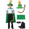 Ubaywey Costume de cosplay pour enfant,Cape noire,Ceinture,Couverture de bottes noires,Queue de chat orange,Chapeau noir avec