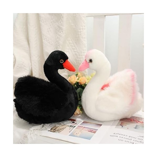 Ermano Peluche 2pcs Black Swan Peluche Jouet Cygne Blanc Couple Reine Swan Peluche Mariage décoration poupée comme Cadeau de 