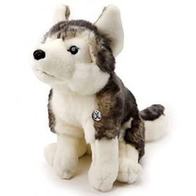 Husky Nikita Peluche Chien assis Chien de traîneau Gris et Blanc