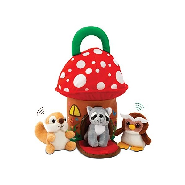 Bundaloo Jouets danimaux de la forêt en peluche avec sons – Ensemble de jeu en peluche avec adorables animaux de la forêt pa