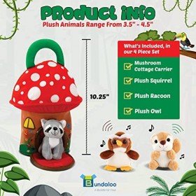 Bundaloo Jouets danimaux de la forêt en peluche avec sons – Ensemble de jeu en peluche avec adorables animaux de la forêt pa