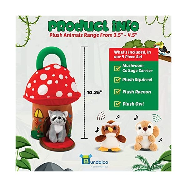 Bundaloo Jouets danimaux de la forêt en peluche avec sons – Ensemble de jeu en peluche avec adorables animaux de la forêt pa