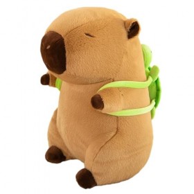 Muntian Poupée en Peluche Capybara Brune, Jouet Capybara Mignon et Portable, Capybara en Peluche Flexible avec Sac à Dos Tort