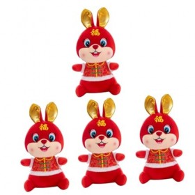 Totority 8 Pièces Bouton Tang Costume Lapin Année du Lapin Poupées Animal en Peluche Mascotte Jouet Lapin Poupée Jouet Lapin 