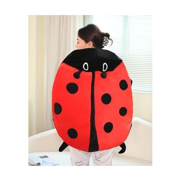 AAADRESSES Jouet en Peluche Coccinelle, Peluche Portable, Oreiller Portable Big Bug, Oreiller Coccinelle, Oreiller Portable, 