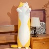 LfrAnk Dessin animé en Peluche Chat en Peluche Oreiller Jouet Mignon Doux Long Chat Tapis de Couchage poupée Enfants Fille Ca