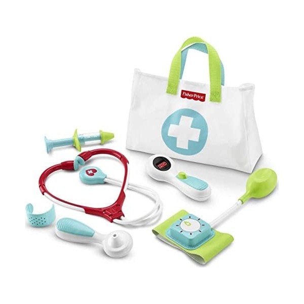 Fisher-Price Malette de Docteur, jouet dimitation pour enfant avec 7 accessoires de jeu, dès 3 ans, DVH14