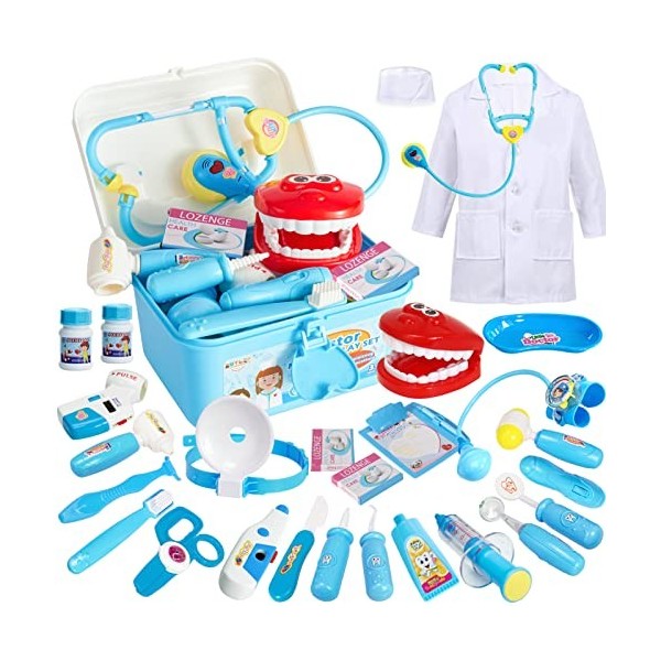 TGTT Malette Docteur Enfant Médecin Jouet Bois avec stéthoscope