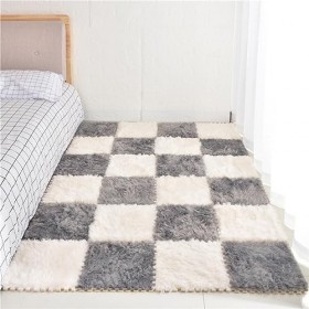 10 Pièces 10 Pieds Carrés Tapis De Moquette en Mousse en Peluche,12x12x0,4 Pouces Tapis De Sol en Carreaux épaissis Imbriqués