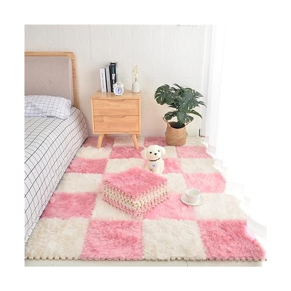 10 Pièces 10 Pieds Carrés Tapis De Moquette en Mousse en Peluche,12x12x0,4 Pouces Tapis De Sol en Carreaux épaissis Imbriqués