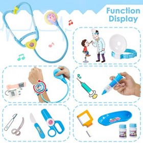 BUYGER Malette Docteur Enfant Jouet avec Déguisement de Docteur, Kit Medecin Outils Stetoscope Cadeau pour Garçon et Fille B