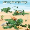 MorisMos Lézard Peluche Vert avec 4 Bébé Lézards, Réaliste Reptiles Animaux en Peluche Douce Câlin, Cadeau Jouet en Peluches 