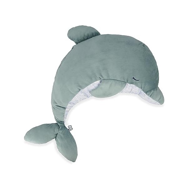 Kaloo - Petit Calme - Peluche Dauphin Vert 60 cm - Peluche Bébé Apaisante - Grande Peluche Douce Évolutive avec Sachet de Lav