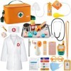 EFO SHM Malette Docteur Enfant, avec Stetoscop Enfant, Thermomètre, Seringue et Plus Kit Docteur Enfant en Bois, Jeux pour En