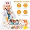 EFO SHM Malette Docteur Enfant, avec Stetoscop Enfant, Thermomètre, Seringue et Plus Kit Docteur Enfant en Bois, Jeux pour En