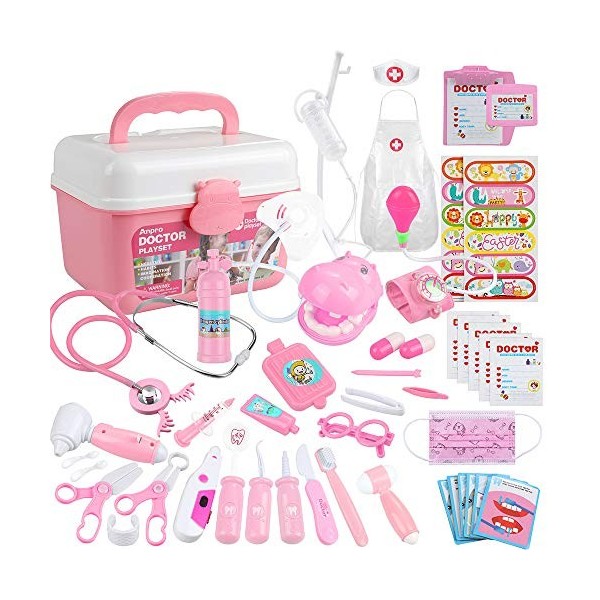 Anpro 46 kit de Médecin Jouets Déguisement de Docteur Rôle Jouets du Docteur Imitation avec Mallette Medecin Outils Médical p