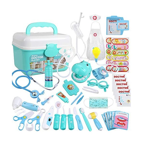 Anpro 46 kit de Médecin Jouets Déguisement de Docteur Rôle Jouets du Docteur Imitation avec Mallette Medecin Outils Médical p