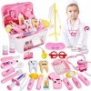 HERSITY Malette Docteur Enfant Jouet avec Lumières et Son Déguisement de Docteur Kit Jeu dImitation Cadeau pour Enfant Fille