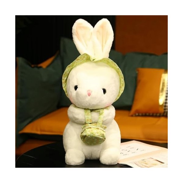 LfrAnk Lapin Mignon avec Panier Jouets en Peluche Lapin Kawaii poupée en Peluche Oreiller Mignon en Peluche, Cadeau d’Anniver