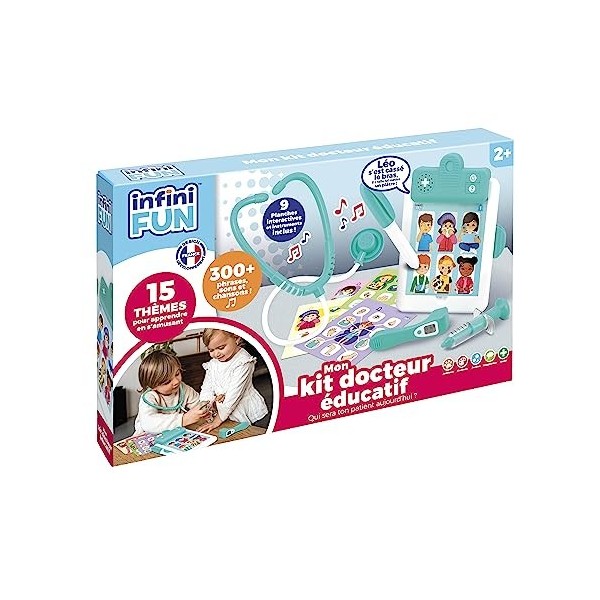 Infini Fun - Mon kit Docteur éducatif - Bloc Note électronique, stéthoscope, thermomètre, seringue, Stylet et 9 Planches inte